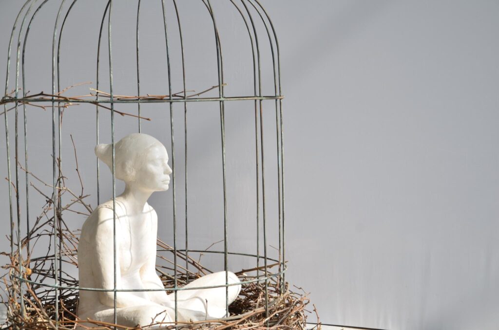 Sculpture Woman in bird cage, Magical Photography, New York Photography